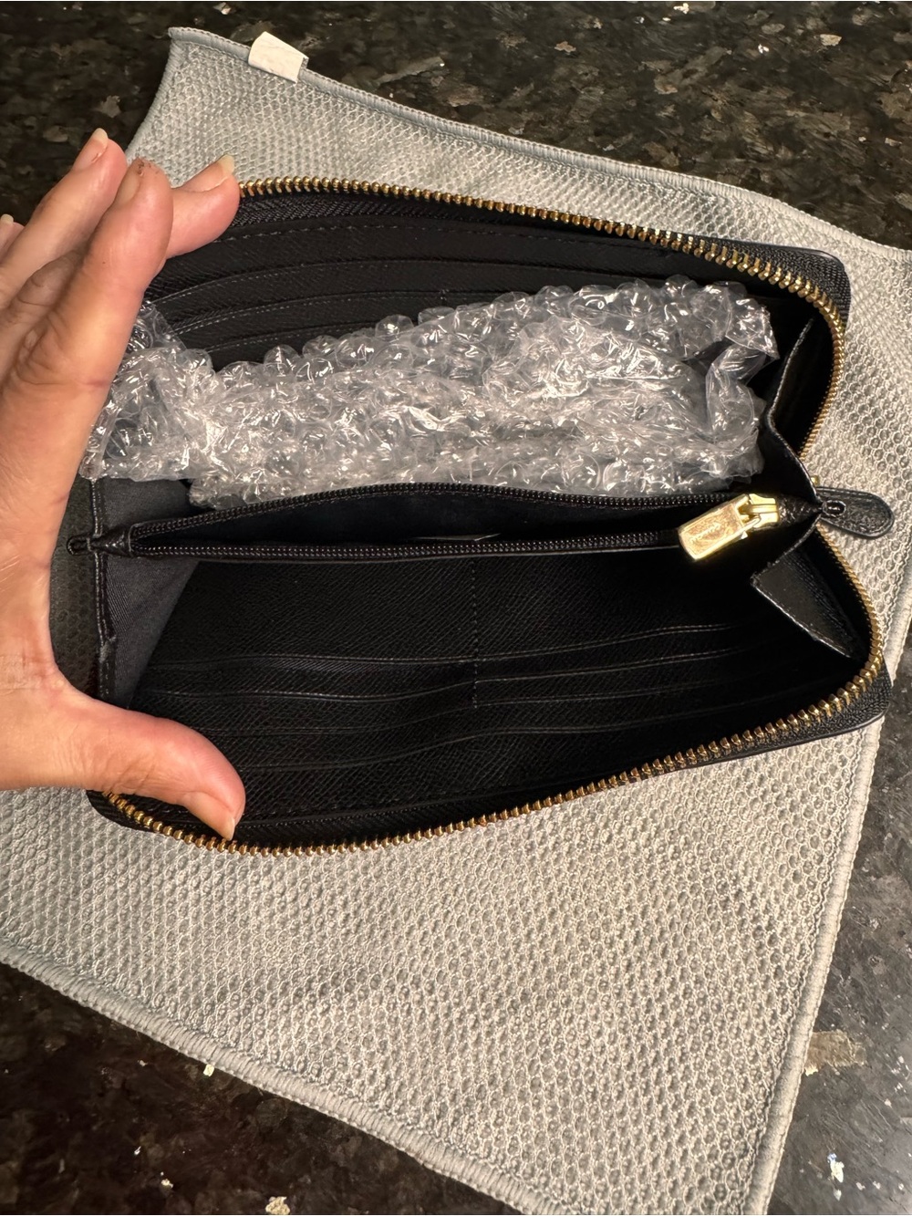 Coach Black Pebbled Leather Zip Wallet - Picture 8 of 15
